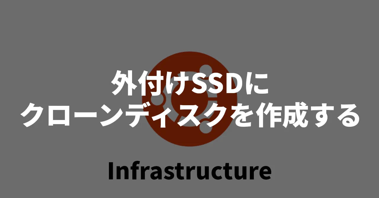 外付けSSDにクローンディスクを作成する