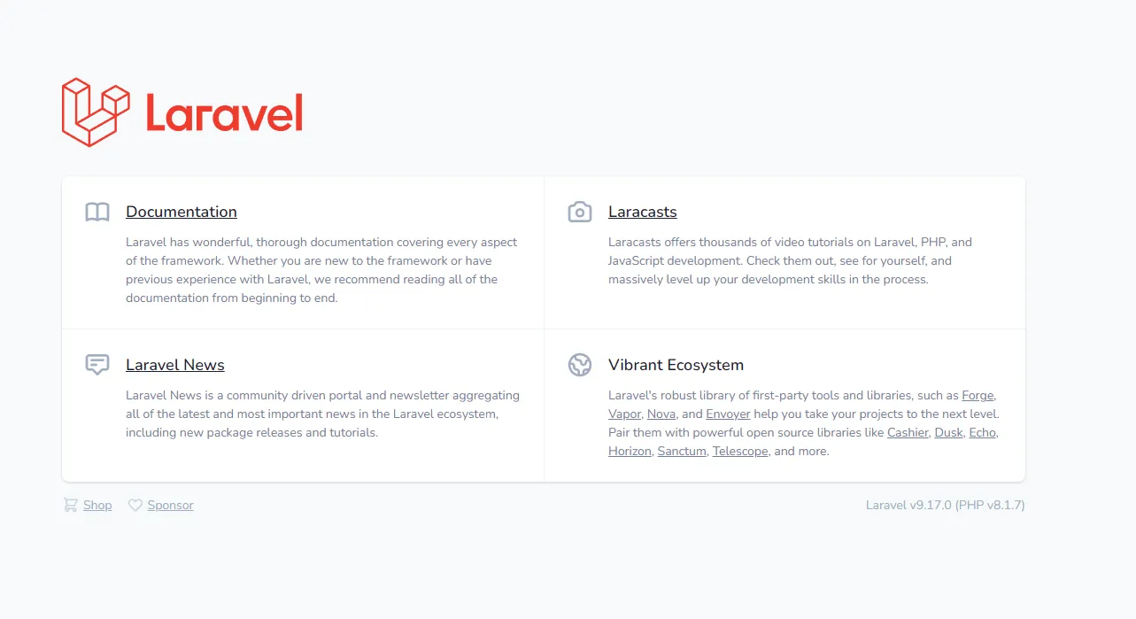 Laravelトップ画面