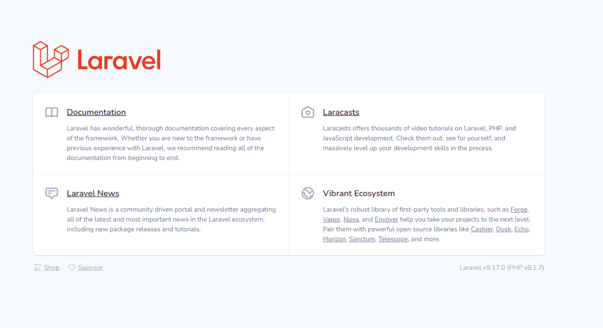 Laravelトップ画面